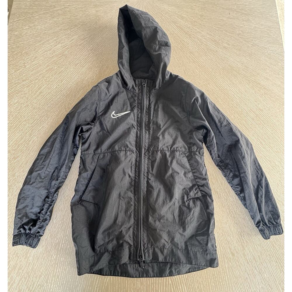 Nike Boys Academy Full-Zip Hooded Rain Jacket Windbreaker - Youth Medium Black